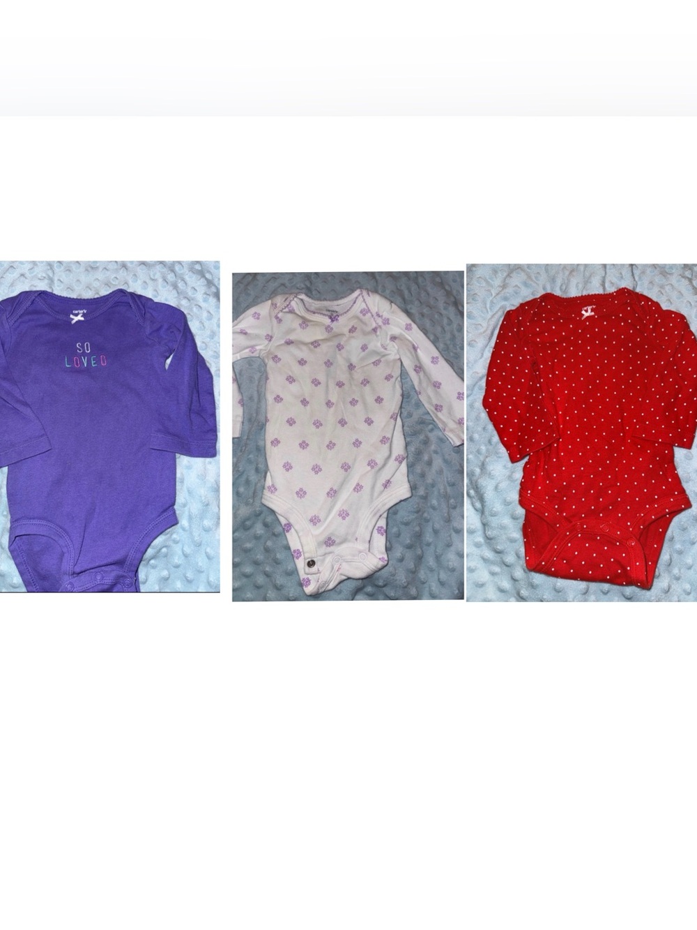Carter's Baby Long-Sleeve Bodysuit Set - Purple, White with Purple Print, Red